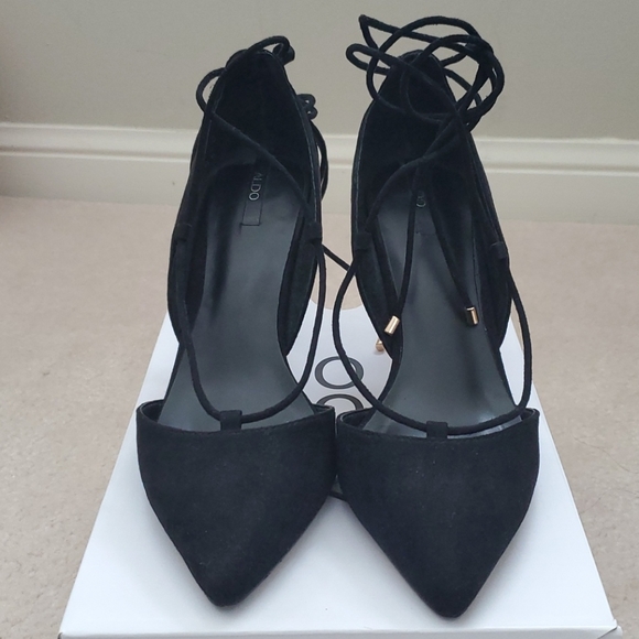 Aldo Black lace up high heels Sz. 8 - Picture 1 of 4